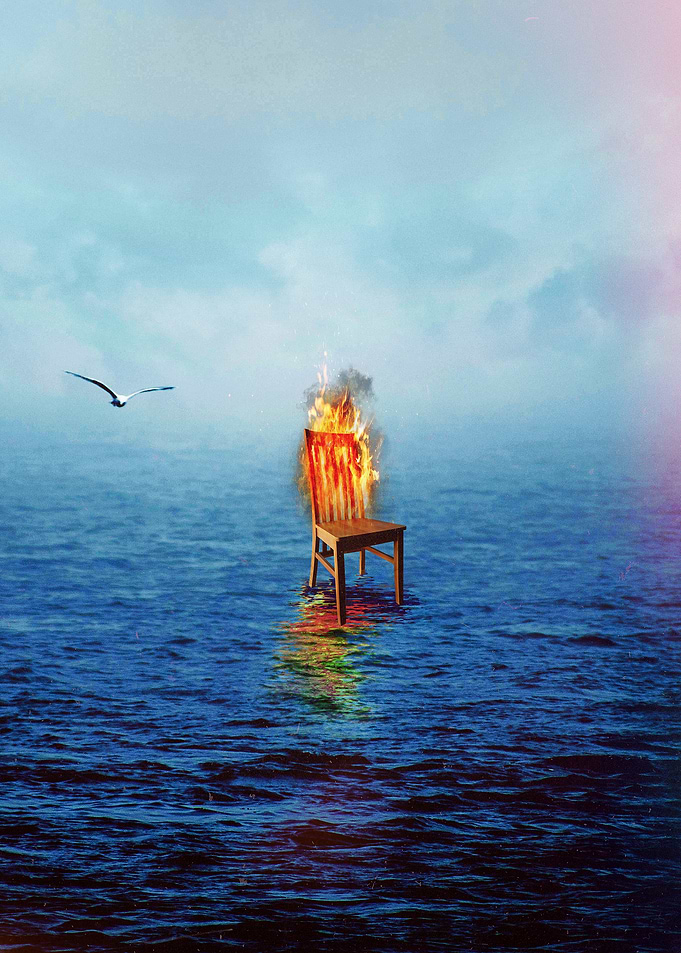 Burning Chair at Sea
