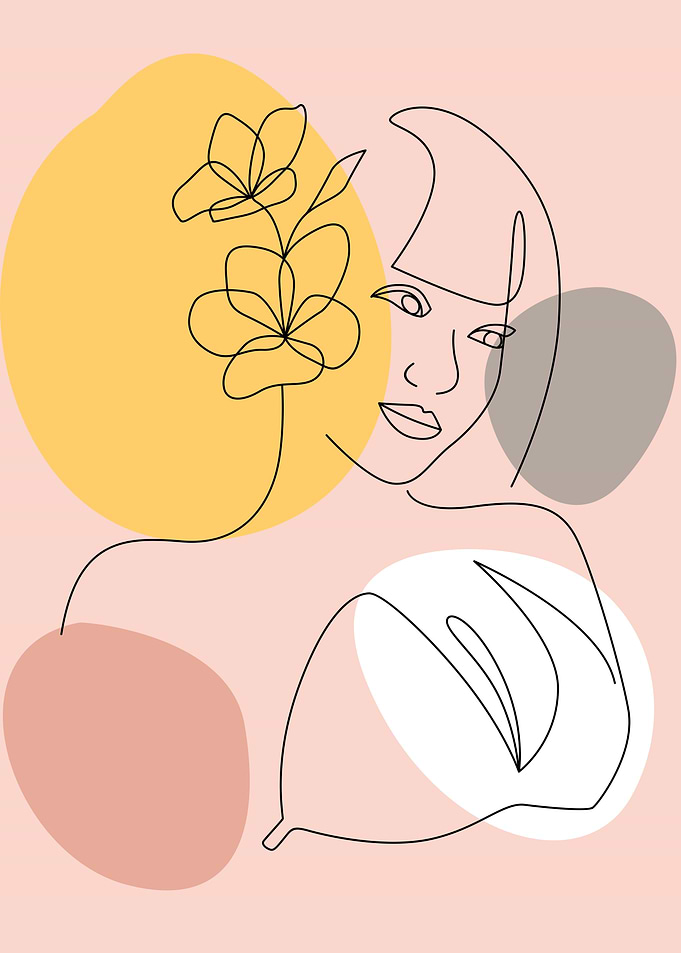 One Line art of Woman face