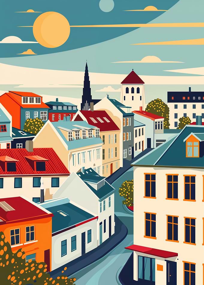 Reykjavik travel poster