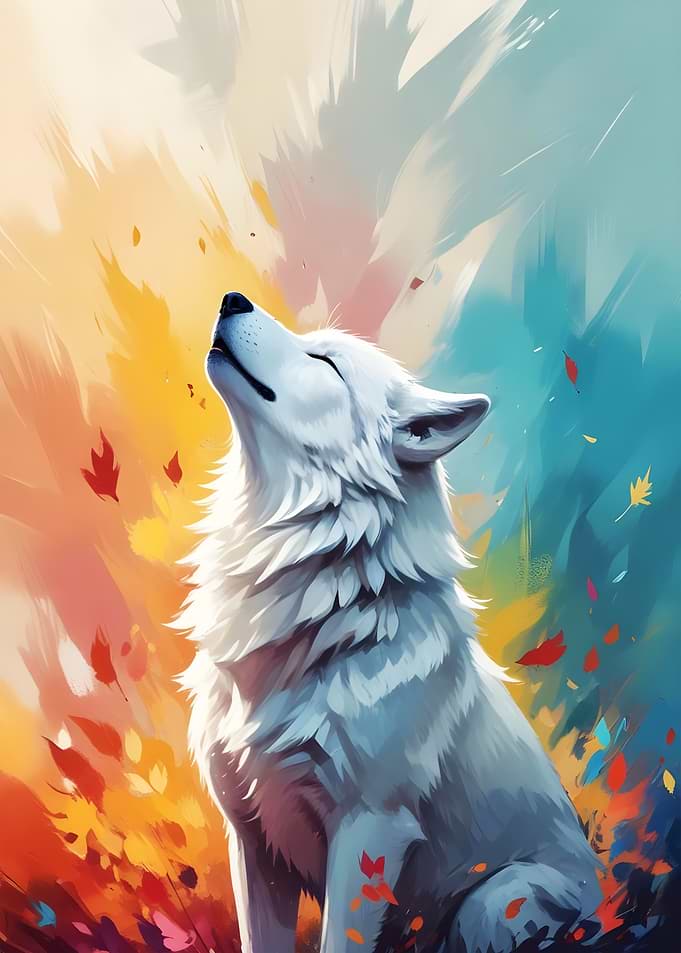 White Wolf in Autumn Seren