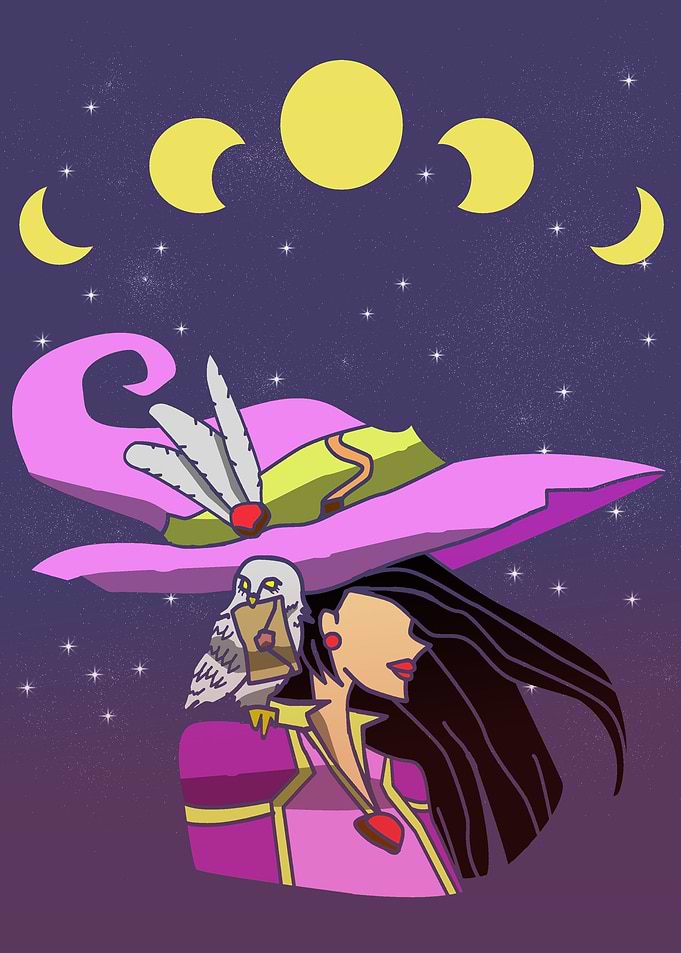halloween moon witch