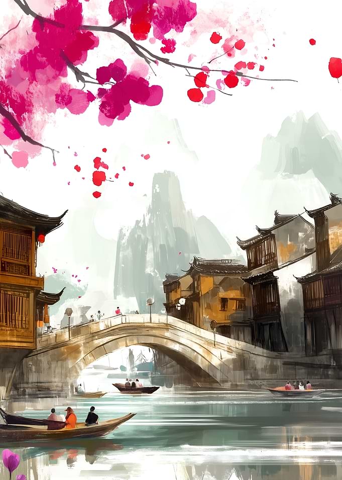 Serene Sakura Reflection