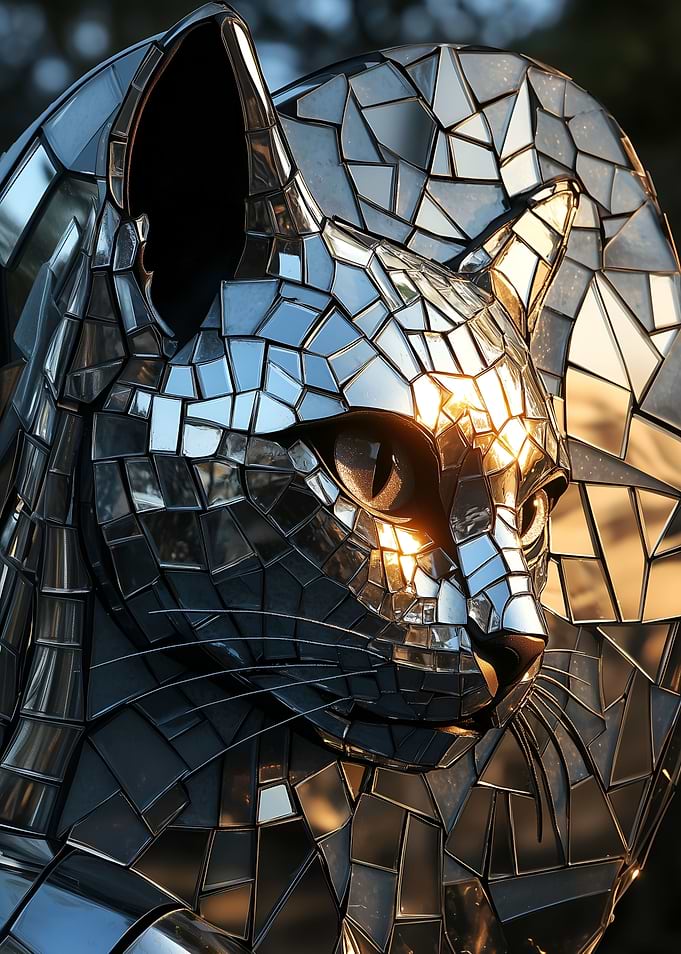 Mosaic Cat Sculpture