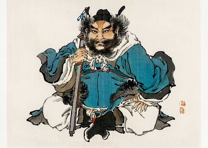 Japanese Warrior Ukiyo-e by Kōno Bairei