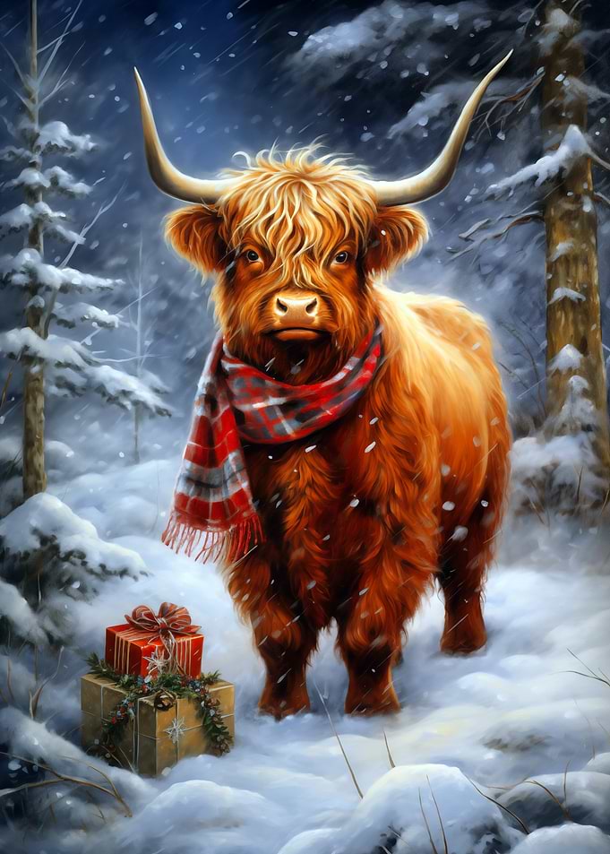Christmas Highland Cow
