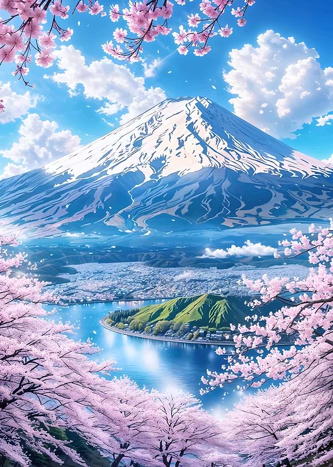 Mount Fuji Spring Landscape