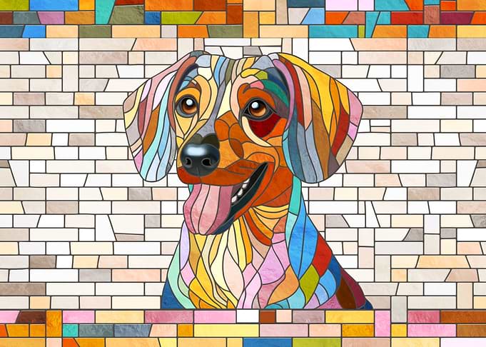 StainDachshund dog - Doxie -colorful mosaic