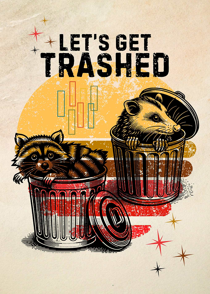 Retro Let's Get Trashed Raccoon Possum Vintage