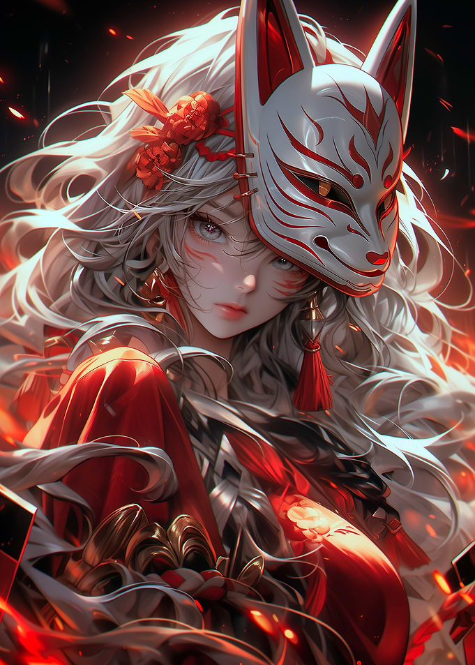 Kitsune Mask Samurai Girl