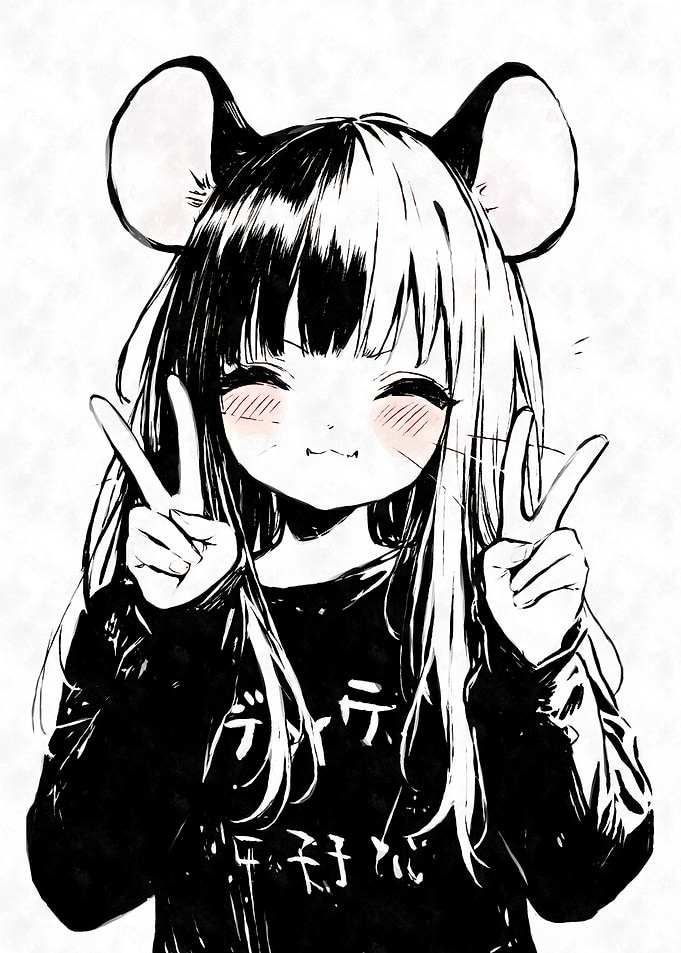 Cute Anime Girl with Mouse Ears