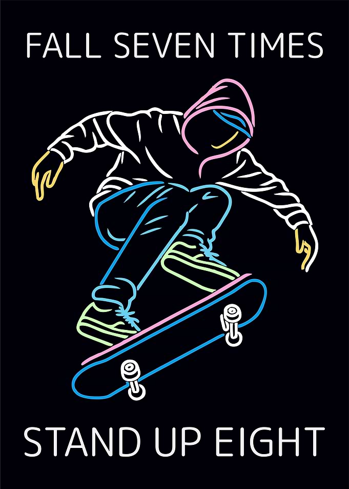 Skateboarder Neon Art
