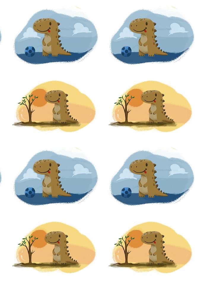 Dino Pattern Orange n Blue