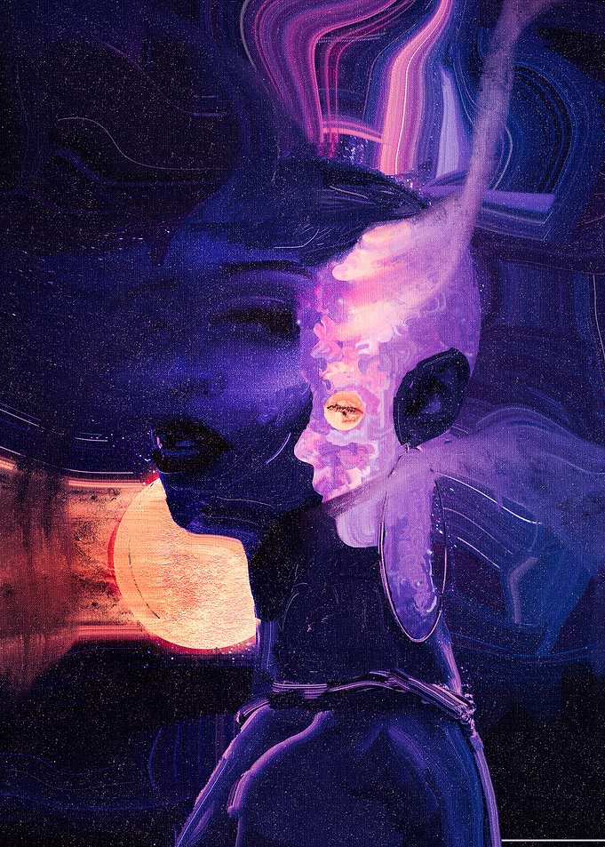 Abstract Portrait with Purple Hues