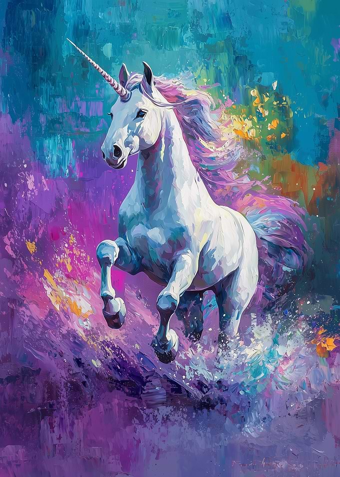 White Unicorn Running