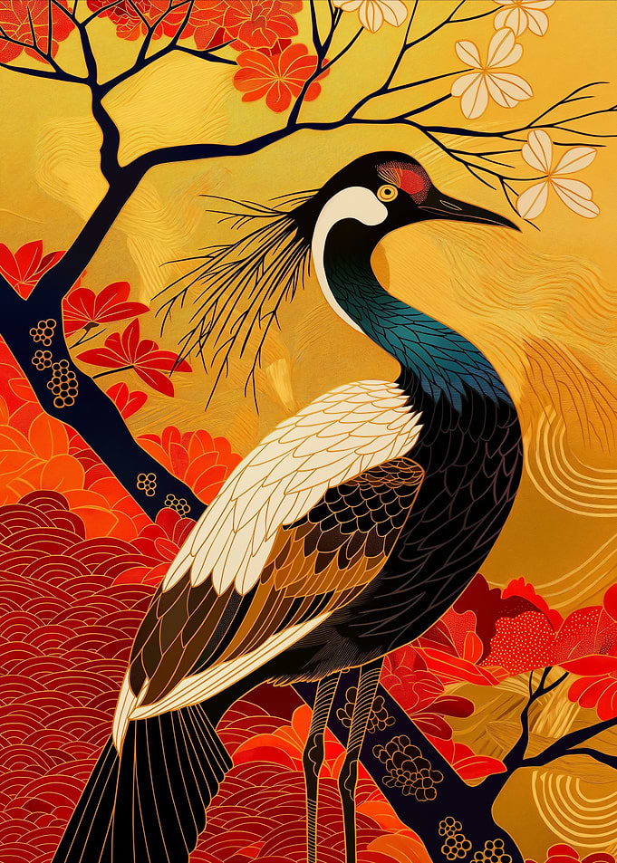 Crane in Japanese Garden