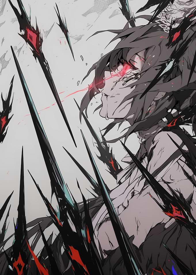 Anime Girl Surrounded by Blades