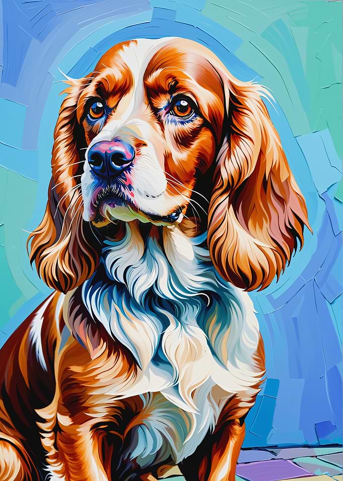 English Cocker Spaniel Portrait Painting
