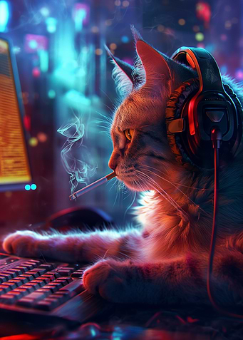 Neon Gaming Cat