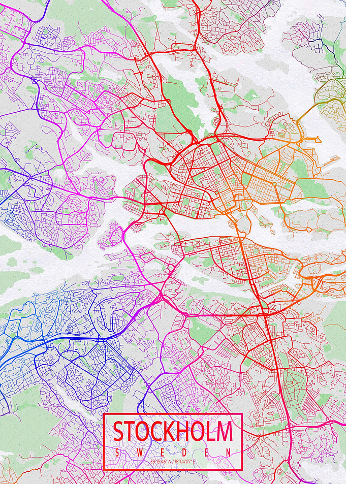 Stockholm City map Colorfu