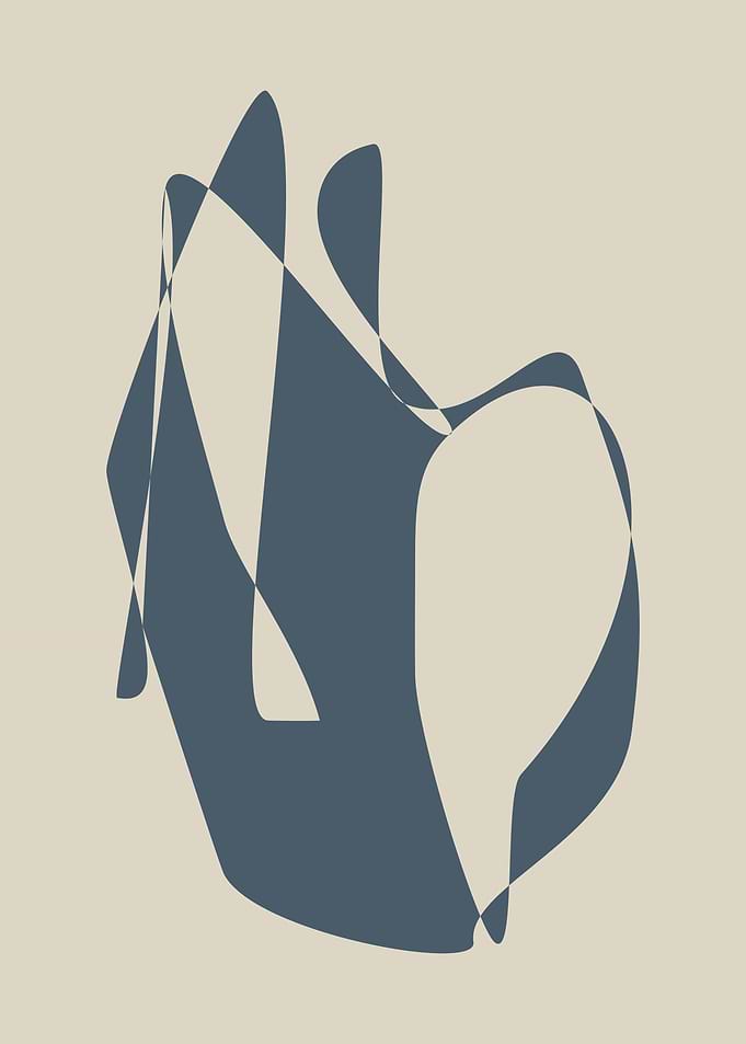 Minimalist Abstract Geometric Art Gray Shapes on Neutral Background