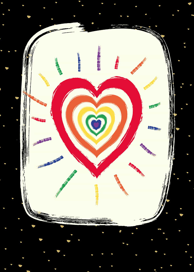 Rainbow LGBTQ Pride Flag Colors Heart Art
