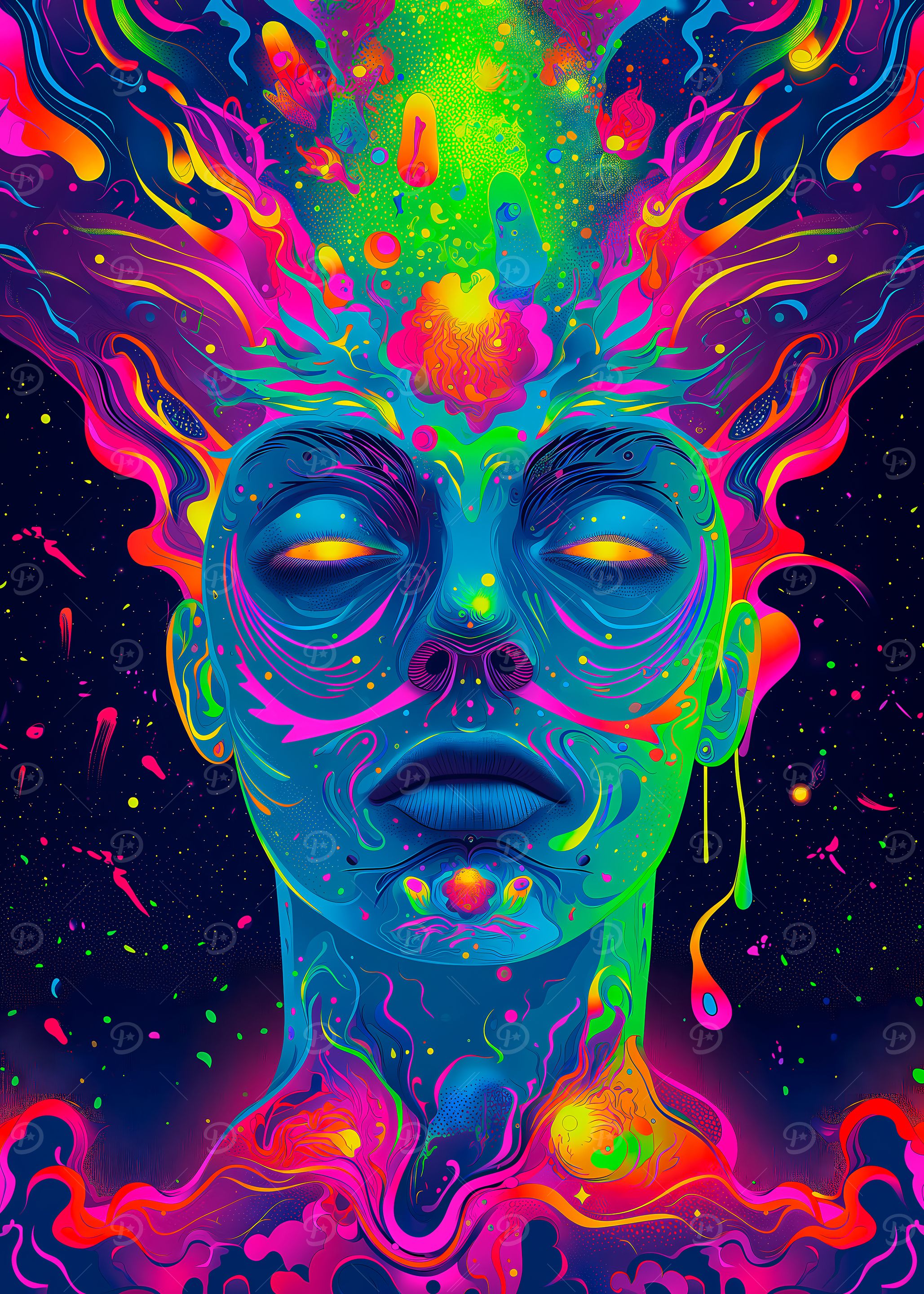 Neon Cosmic Face