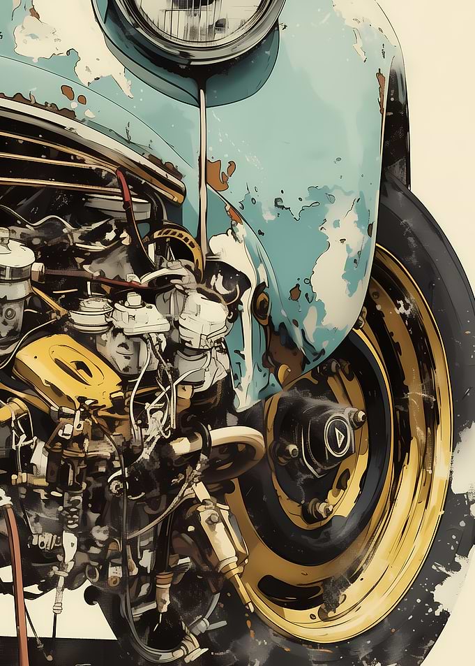 Vintage Car Engine Detail