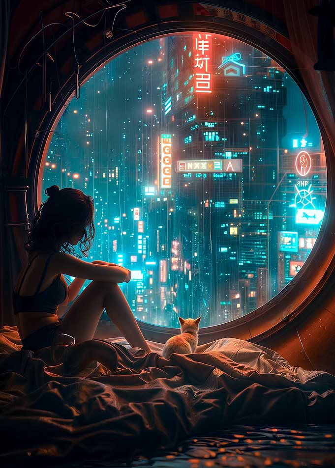 Cyberpunk Cityscape View