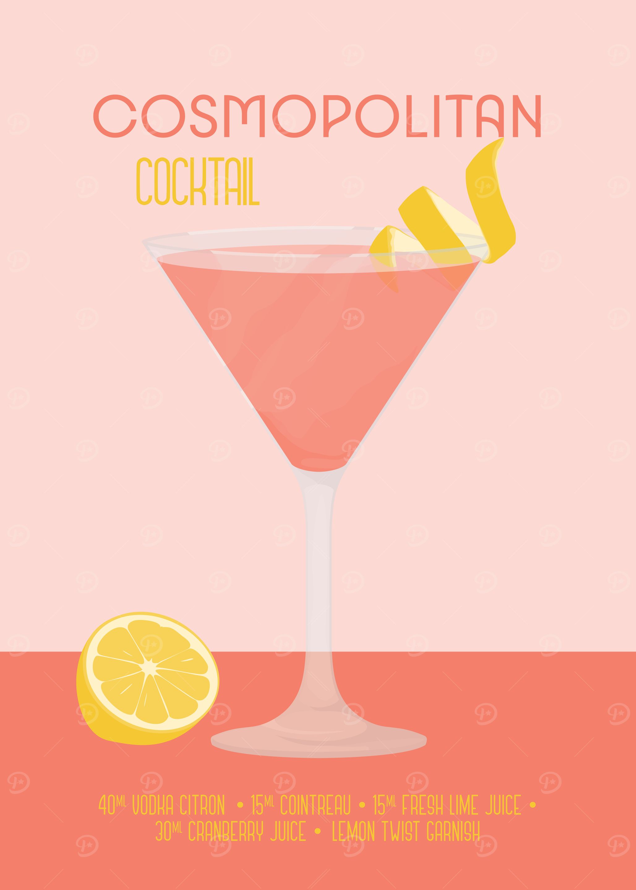 Cosmopolitan Cocktail Poster