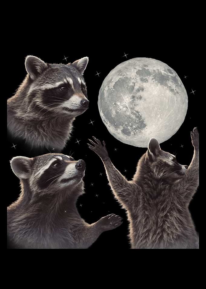 Raccoons Reaching for the Moon