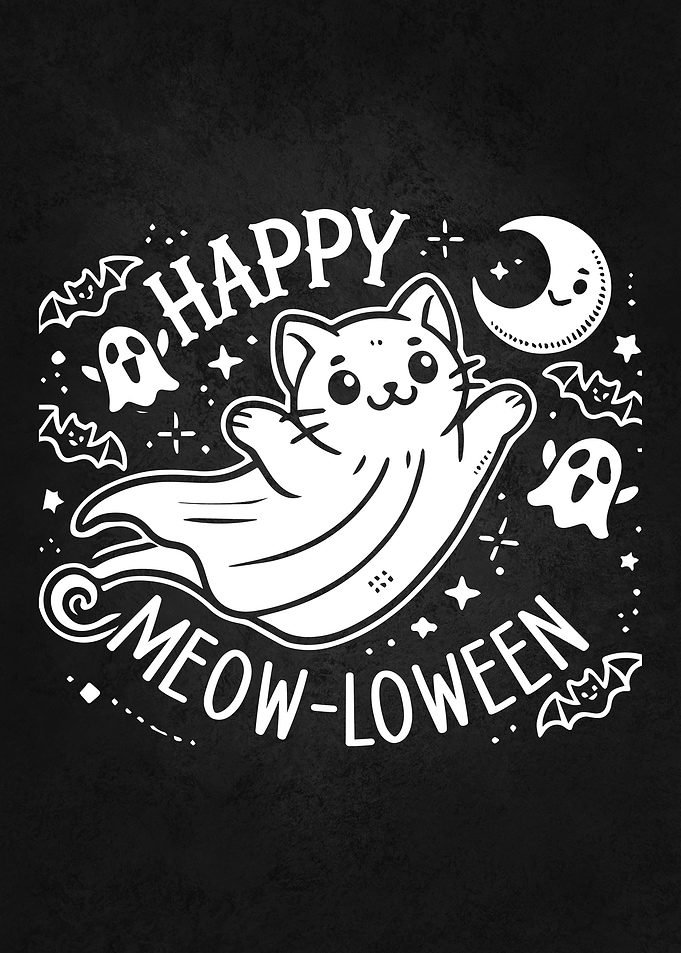 Happy Meow-loween Funny Cute Halloween Cat Ghost