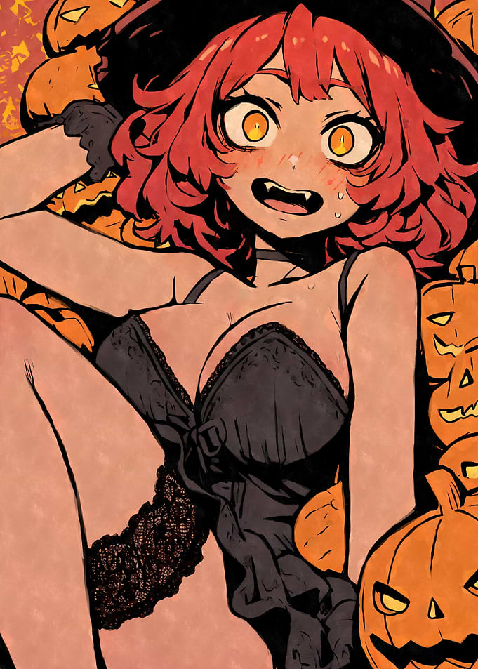 Halloween Witch with Pumpkins