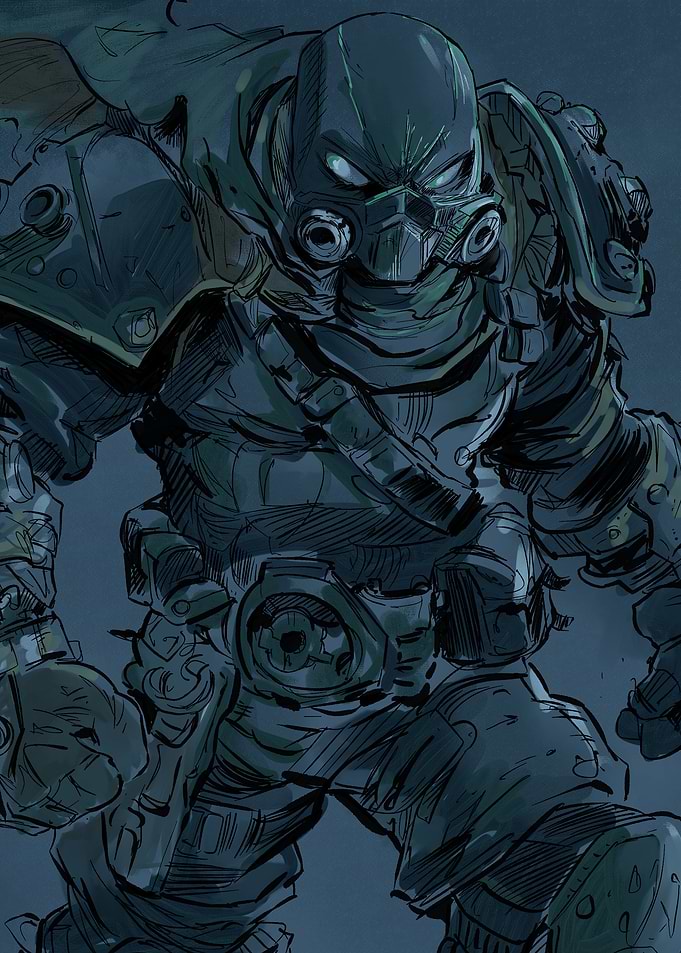 Masked Warrior Illustration