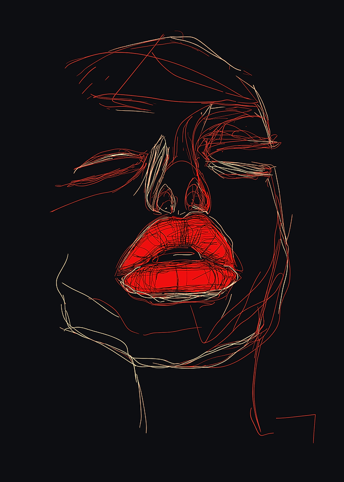 Red Lips Abstract Portrait