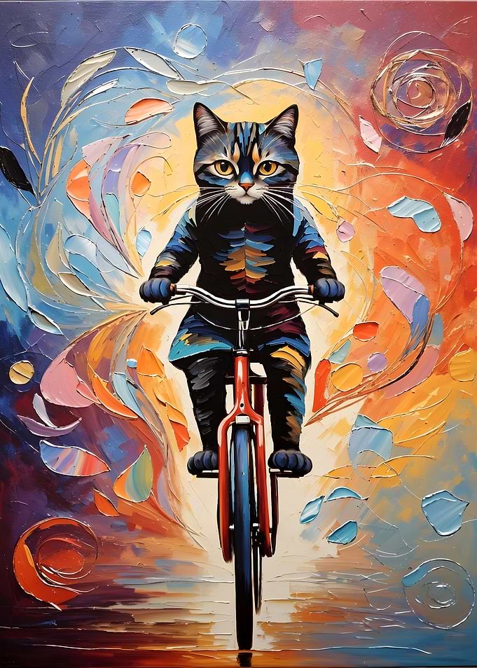 Abstract Cat on a Bike