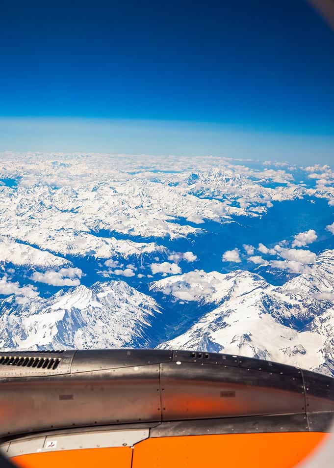 Snowy Mountain Range from Airplane