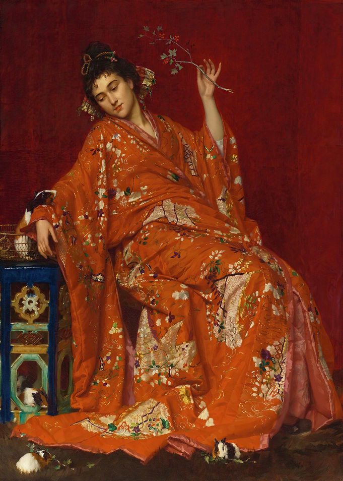 La Japonaise by Emile Villa Vintage Painting