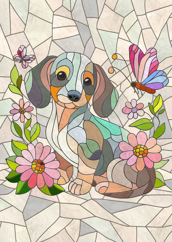 Dachshund dog - Doxie - mosaic art