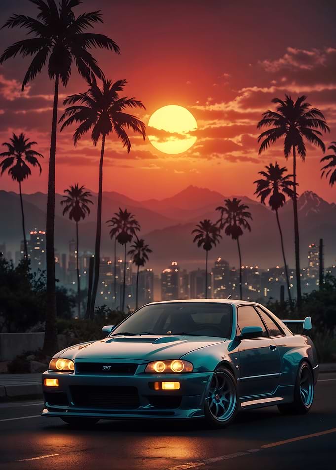 Nissan R34 Synthwave City View