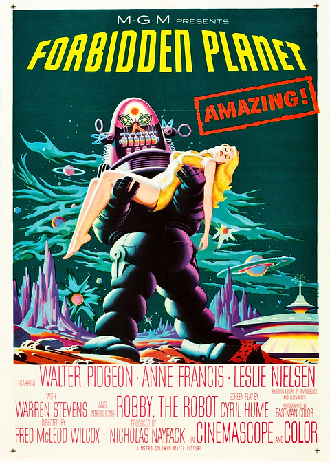 Forbidden Planet Movie Pos — classic movie poster on metal