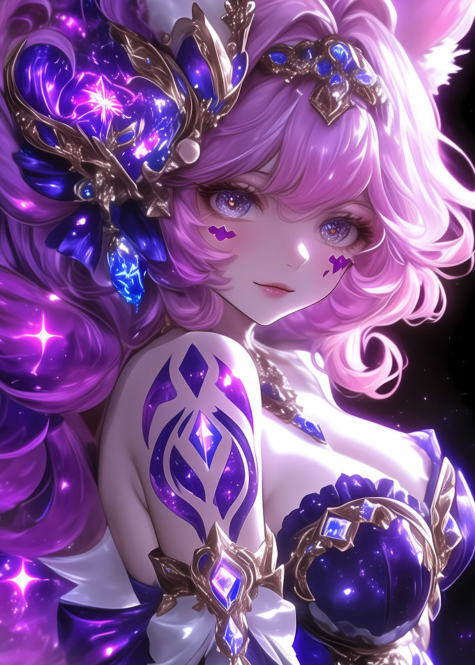 Anime Girl with Galaxy Design