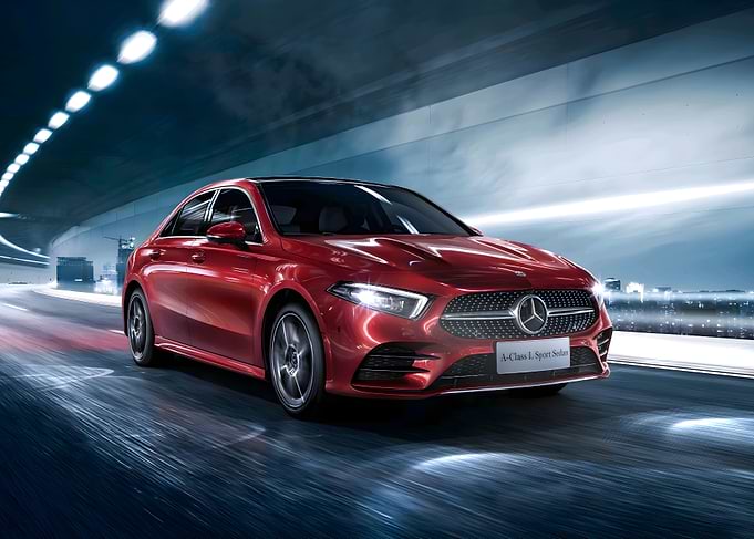 Red Mercedes A-Class Sedan