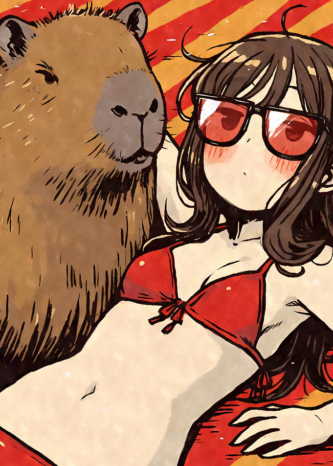 Chilling Capybara Anime Girl