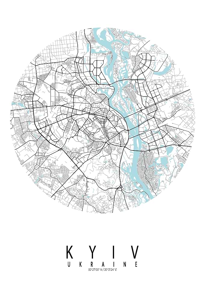 Kyiv City Map Ukraine Circle