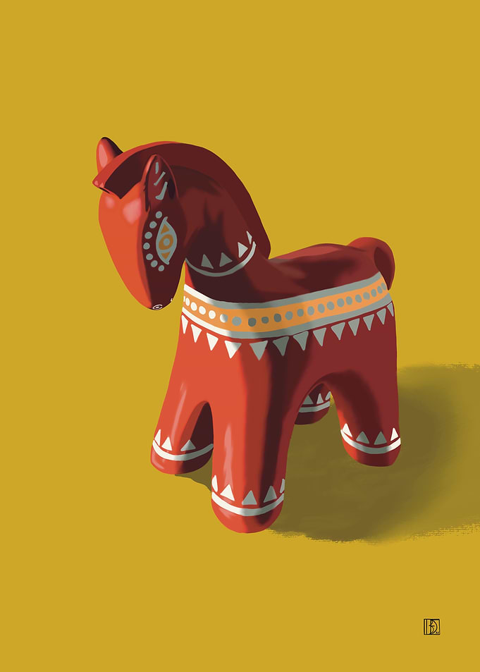 Bright decorative wooden horse
