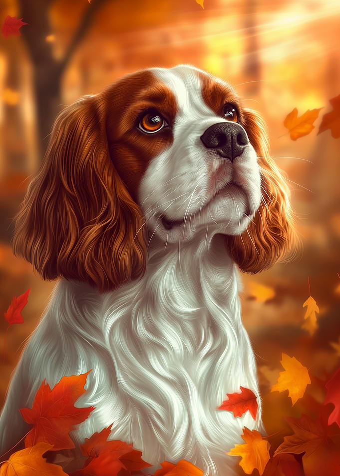 Cavalier King Charles Spaniel Autumn Portrait