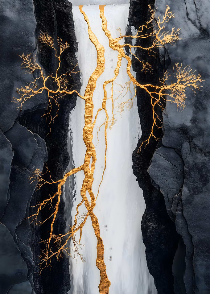 Golden Veins on Black and