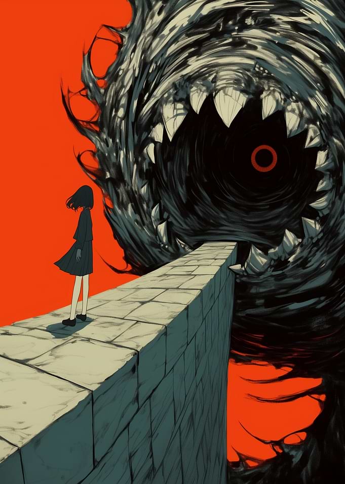 Girl Facing Monster