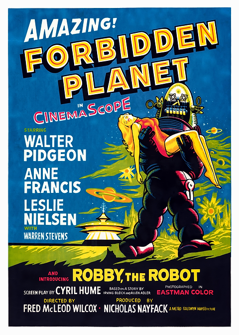Forbidden Planet Movie Poster — retro advertising art on metal