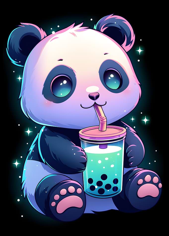 Cute Panda with Boba Tea